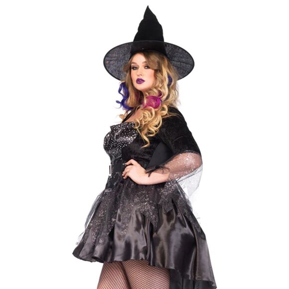 Black Magic Mistress Plus Size Witch Costume – Spellbinding Halloween Oufit - Picture 2 of 2